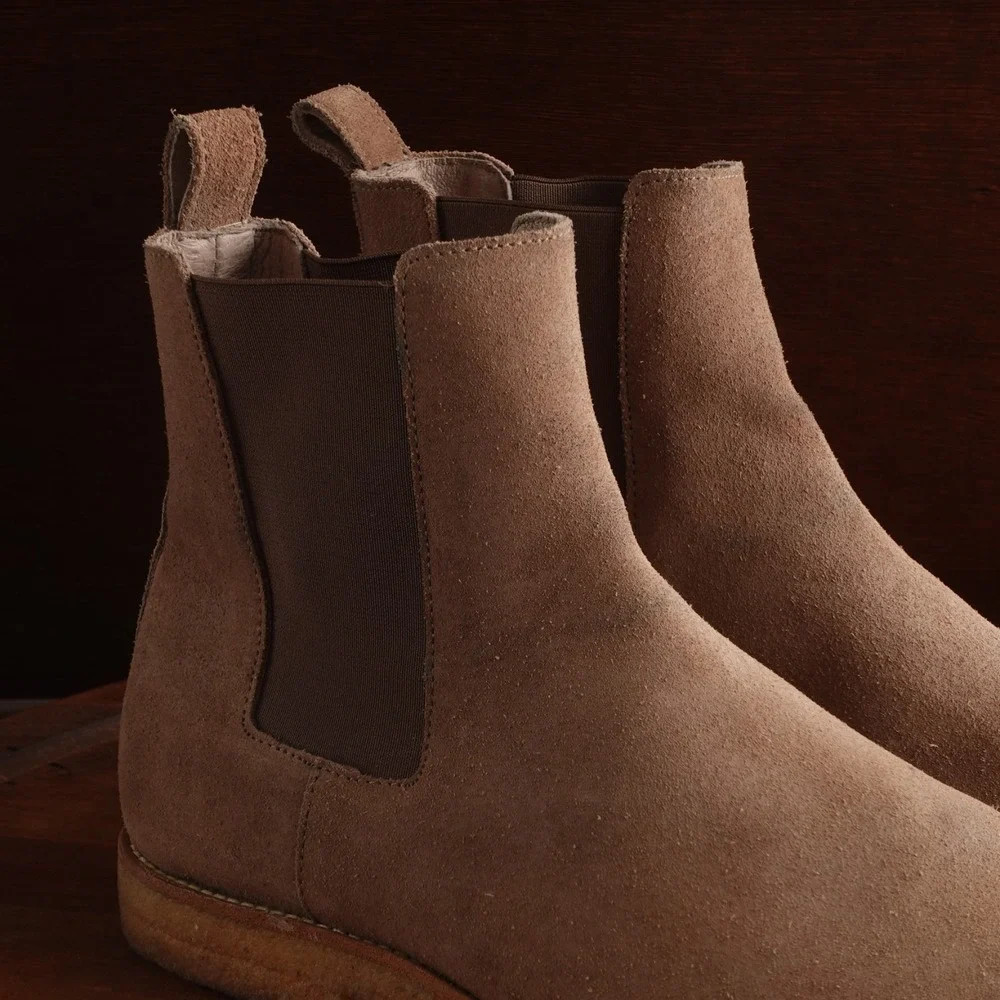 AllSaints Boots Mens SZ EU 41 US 8 Beige Reiner Chelsea Suede Contemporary Ankle
